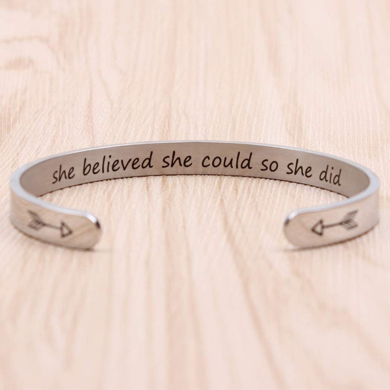 Btysun Inspirational Bracelets for Women, Mothers Day Gifts Nurses Gifts for Women Motivational Bracelets for Her Sister Friend Cuff Bangle Friendship Mantra Jewelry - Image 2